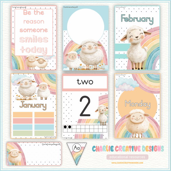 Sheep and rainbow classroom theme