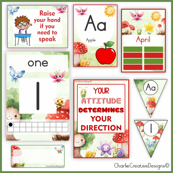 Bug and mushroom classroom theme
