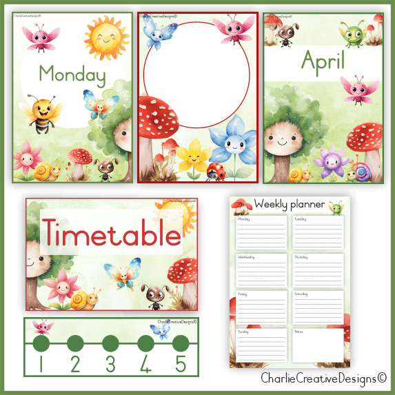 Bug and mushroom classroom theme