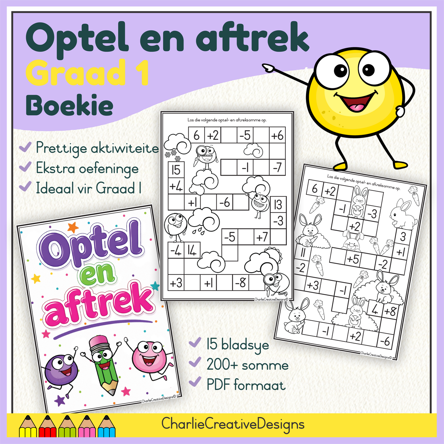 Optel en aftrek boekie - Graad 1