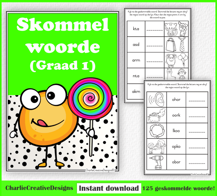 Skommel woorde (Graad 1) – Charlie Creative Designs