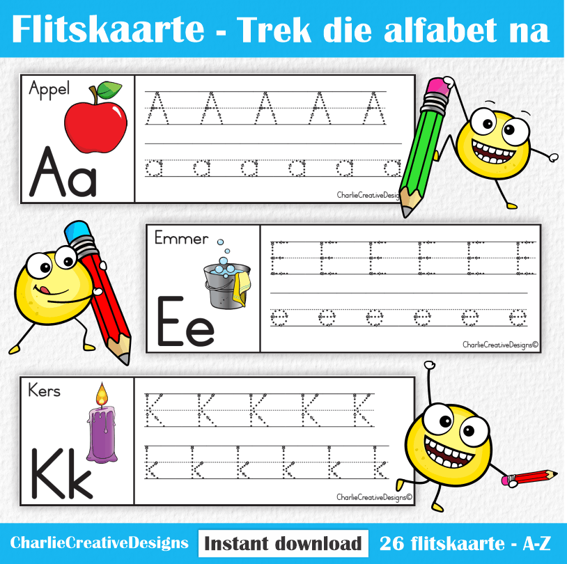 Flitskaarte - Trek die alfabet na