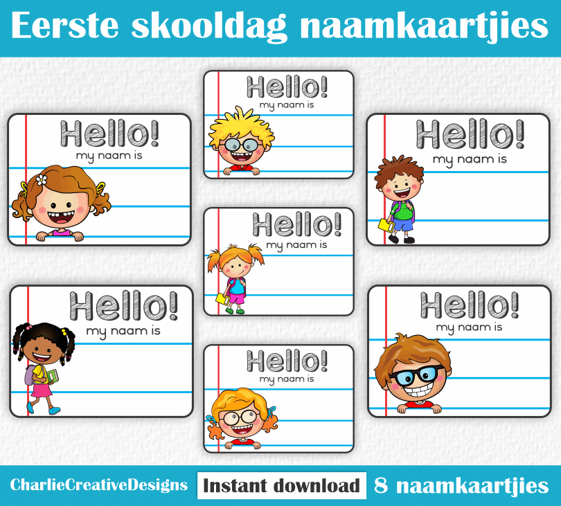 Eerste skooldag naamkaartjies