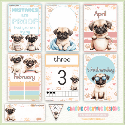 Pastel pug classroom theme