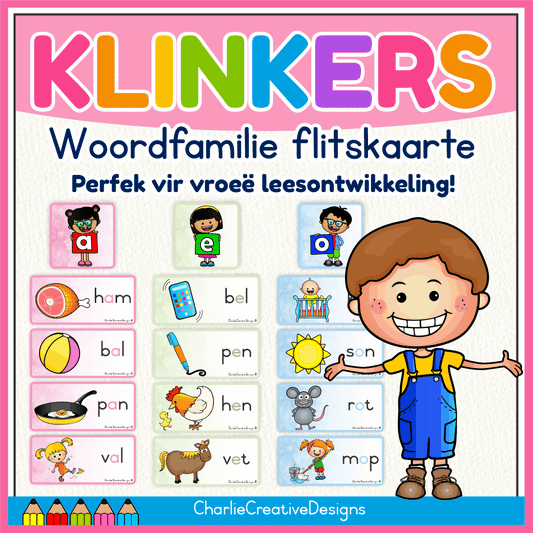 Woordfamilie flitskaarte - klinkers