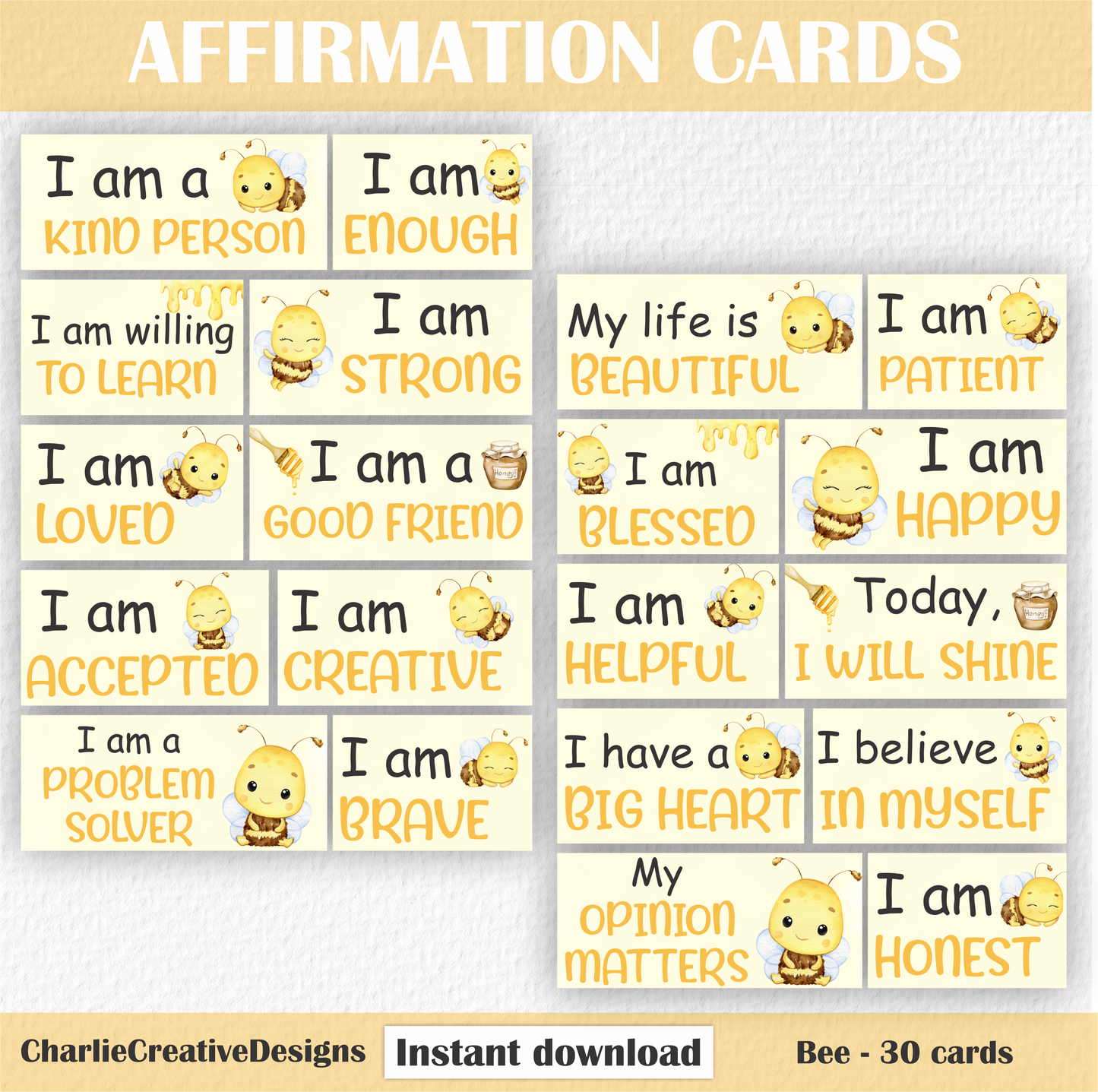 Affirmation cards - Bee