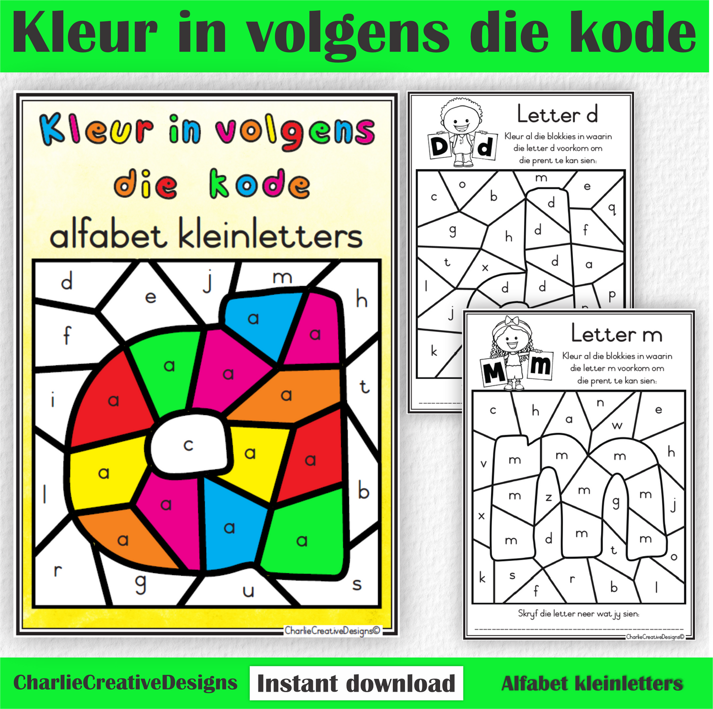 Kleur in volgens die kode - Alfabet kleinletters