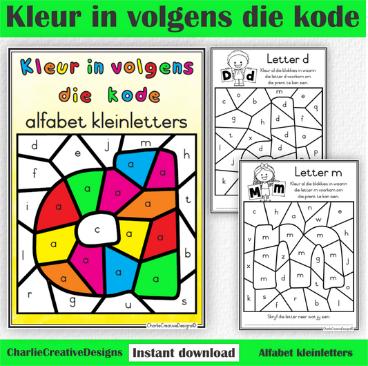 Kleur in volgens die kode - Alfabet kleinletters