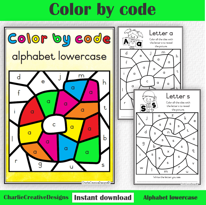 Editable Color By Code Letters Color by code - alphabet lowercase – Charlie Creative Designs