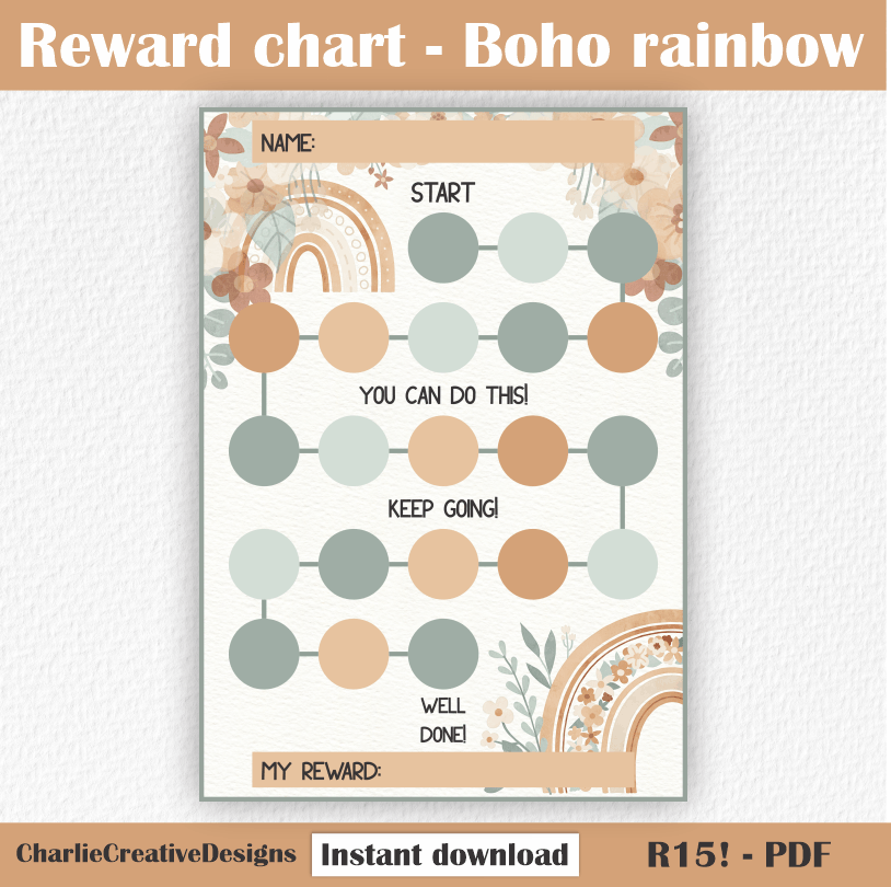 Reward chart - Boho rainbow