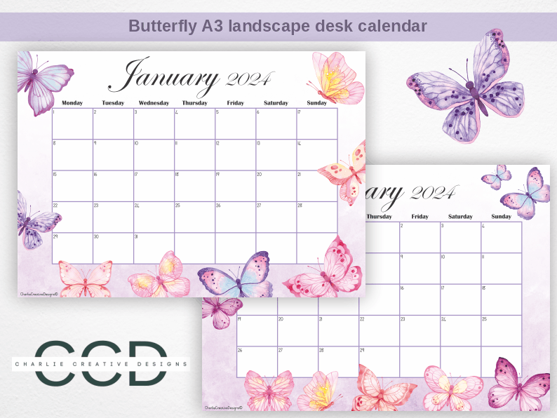 Colorfly Calendars Butterfly calendar – Charlie Creative Designs