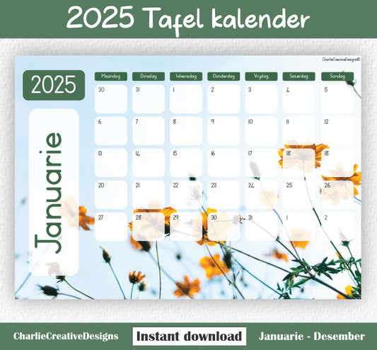 Geel blomme kalender 2025