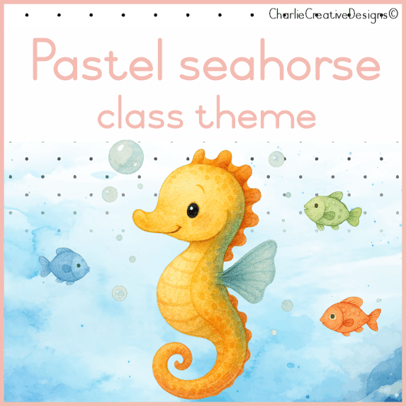 Pastel seahorse classroom theme
