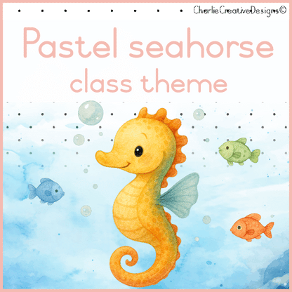 Pastel seahorse classroom theme