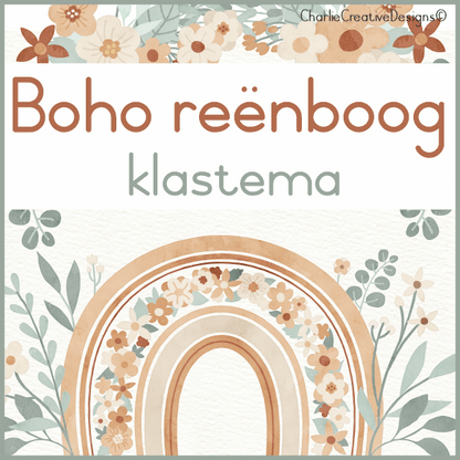 Boho reënboog en blomme klastema