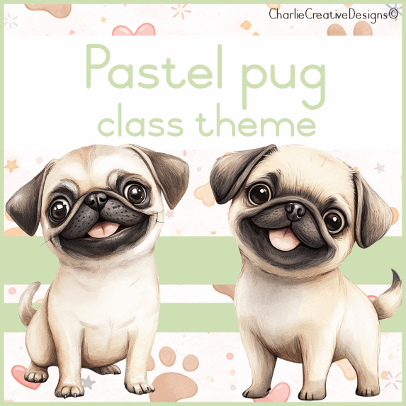 Pastel pug classroom theme