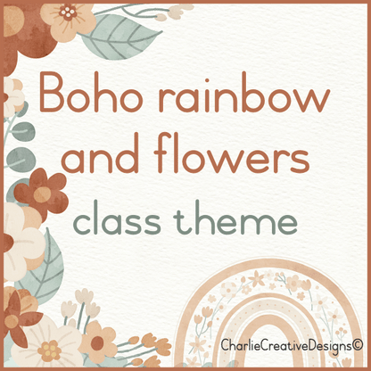 Boho rainbow and flower classroom theme