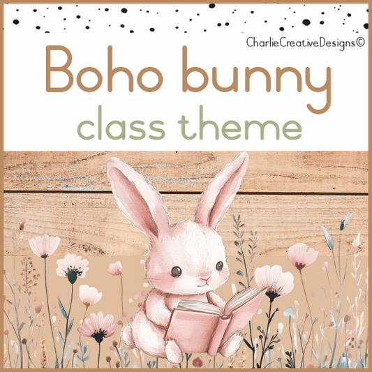 Boho bunny classroom theme