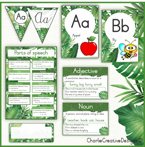 Tropical leaves classroom theme