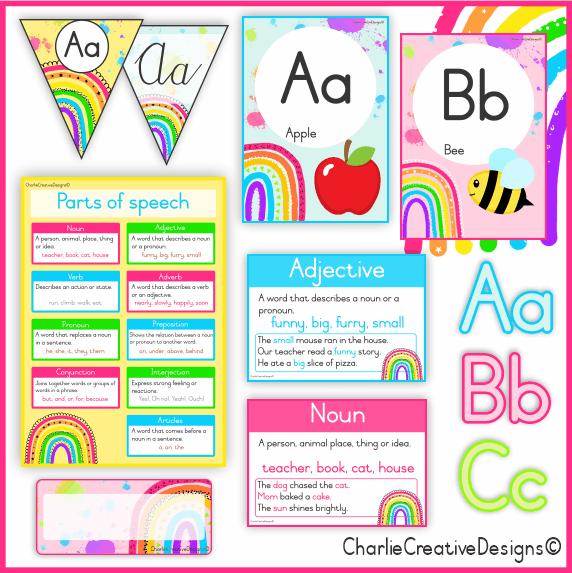 Bright rainbow classroom theme