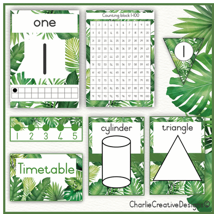 Tropical leaves classroom theme