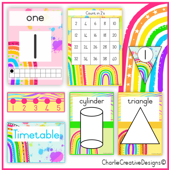 Bright rainbow classroom theme