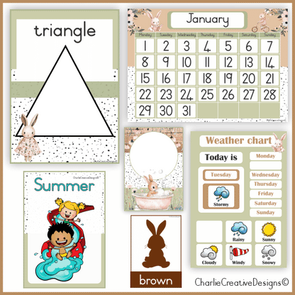 Boho bunny classroom theme