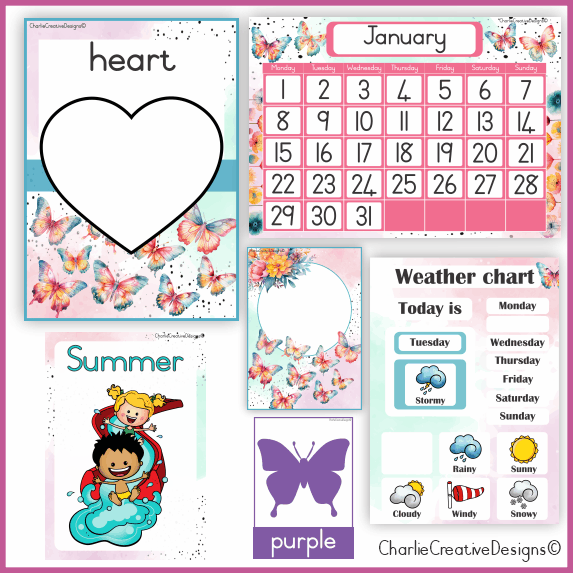 Colourful butterflies classroom theme