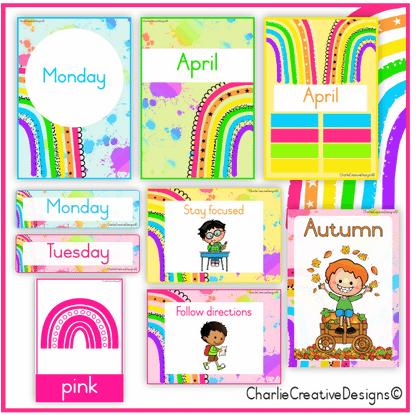 Bright rainbow classroom theme