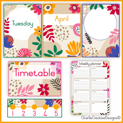 Abstract flowers classroom theme