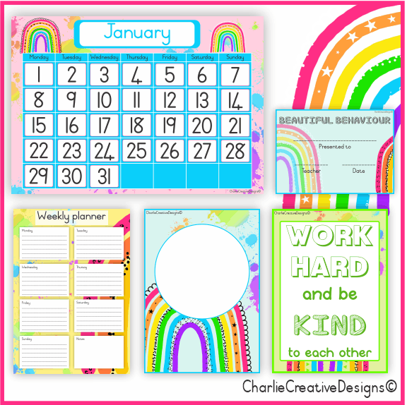 Bright rainbow classroom theme