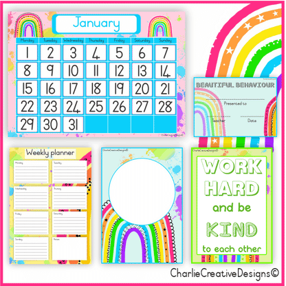 Bright rainbow classroom theme