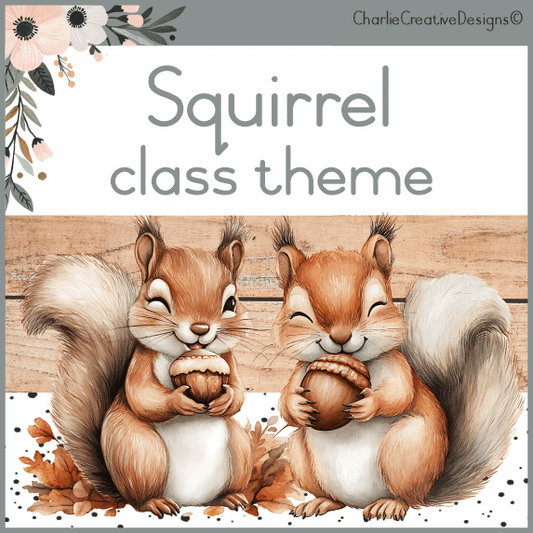 Boho squirrel classroom theme