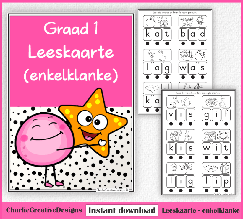 Graad 1 leeskaarte (enkelklanke)