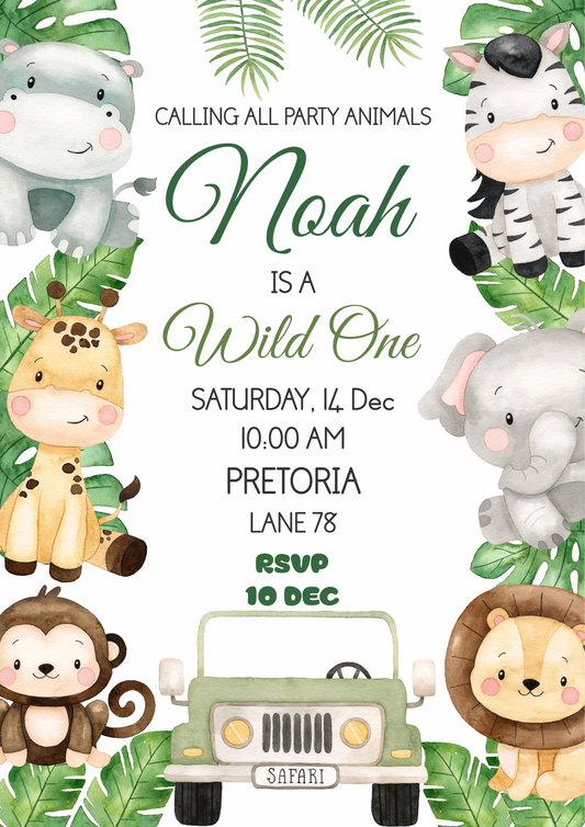 Green safari invitation