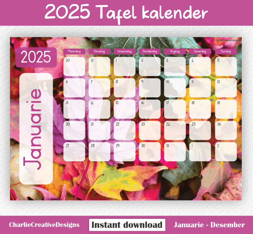 Kleurvolle blare kalender 2025