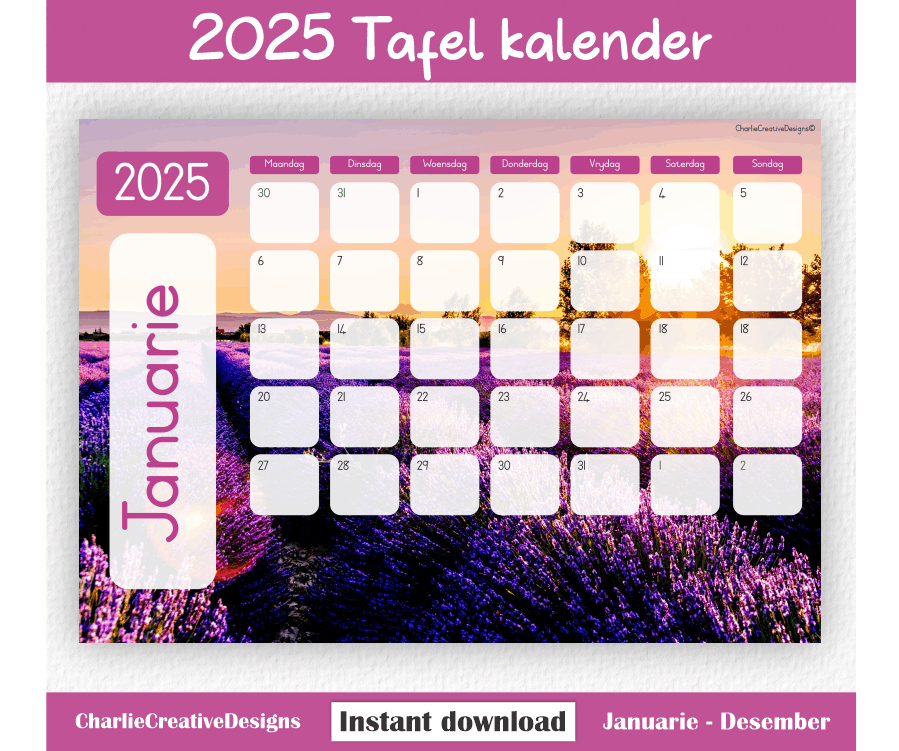 Lavender kalender 2025