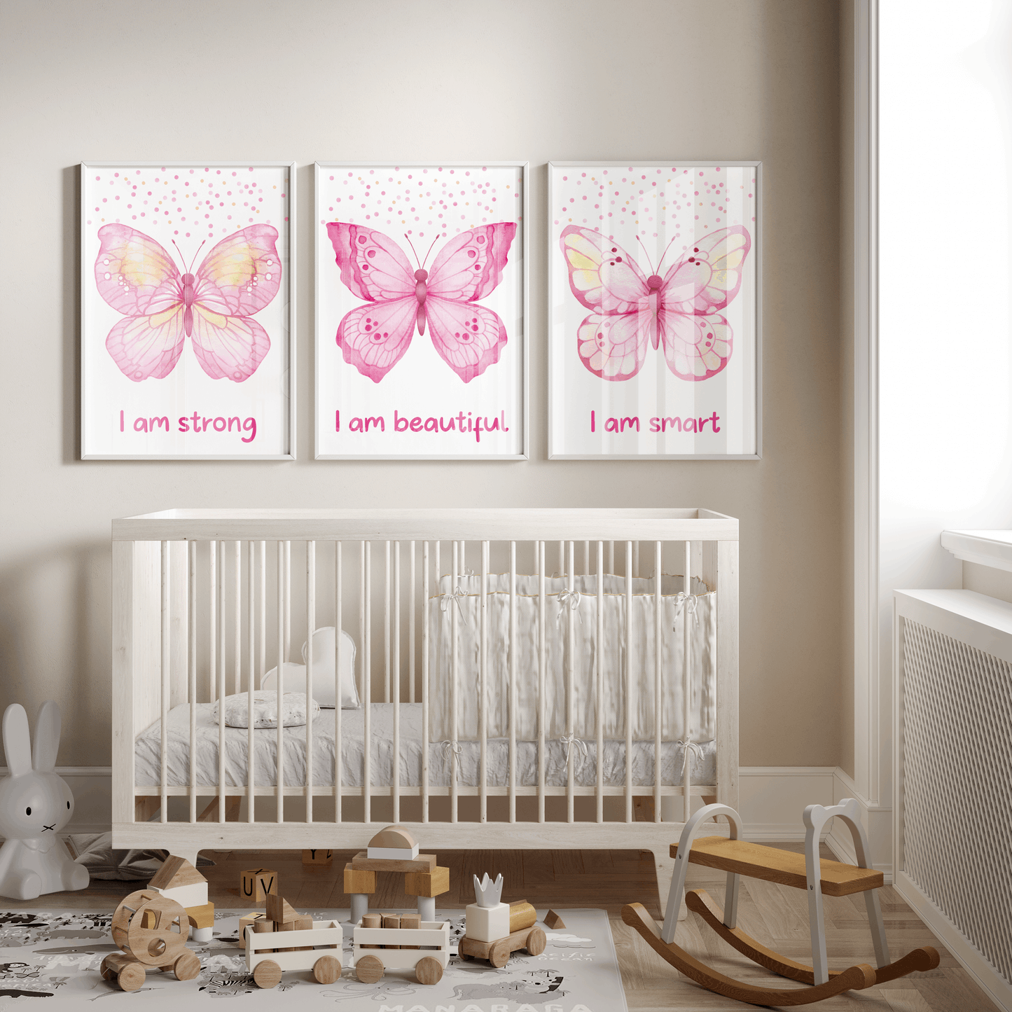 Nursery Wall Art Set - Digital Collection of 3 Prints - Butterfly