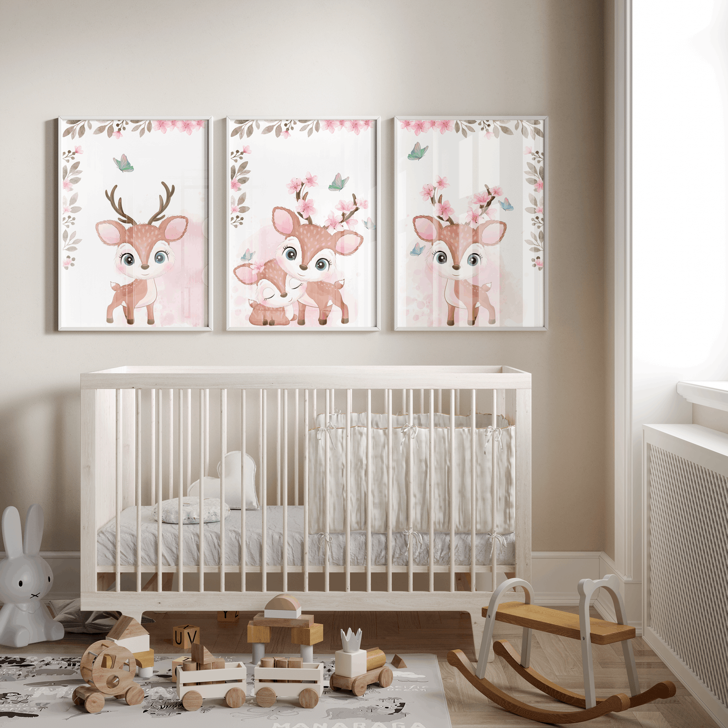 Nursery Wall Art Set - Digital Collection of 3 Prints - Deer