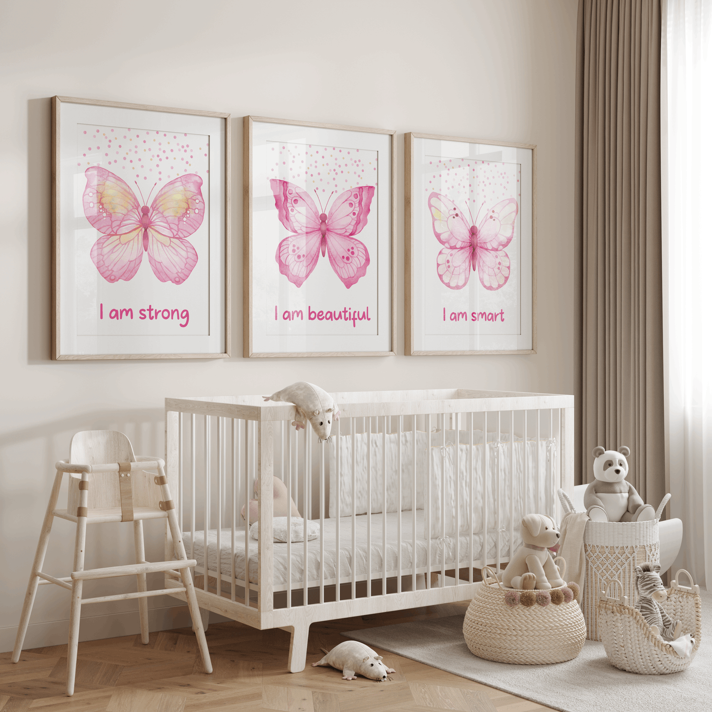 Nursery Wall Art Set - Digital Collection of 3 Prints - Butterfly