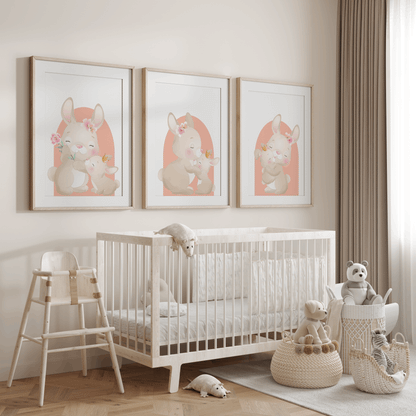 Nursery Wall Art Set - Digital Collection of 3 Prints - Bunny