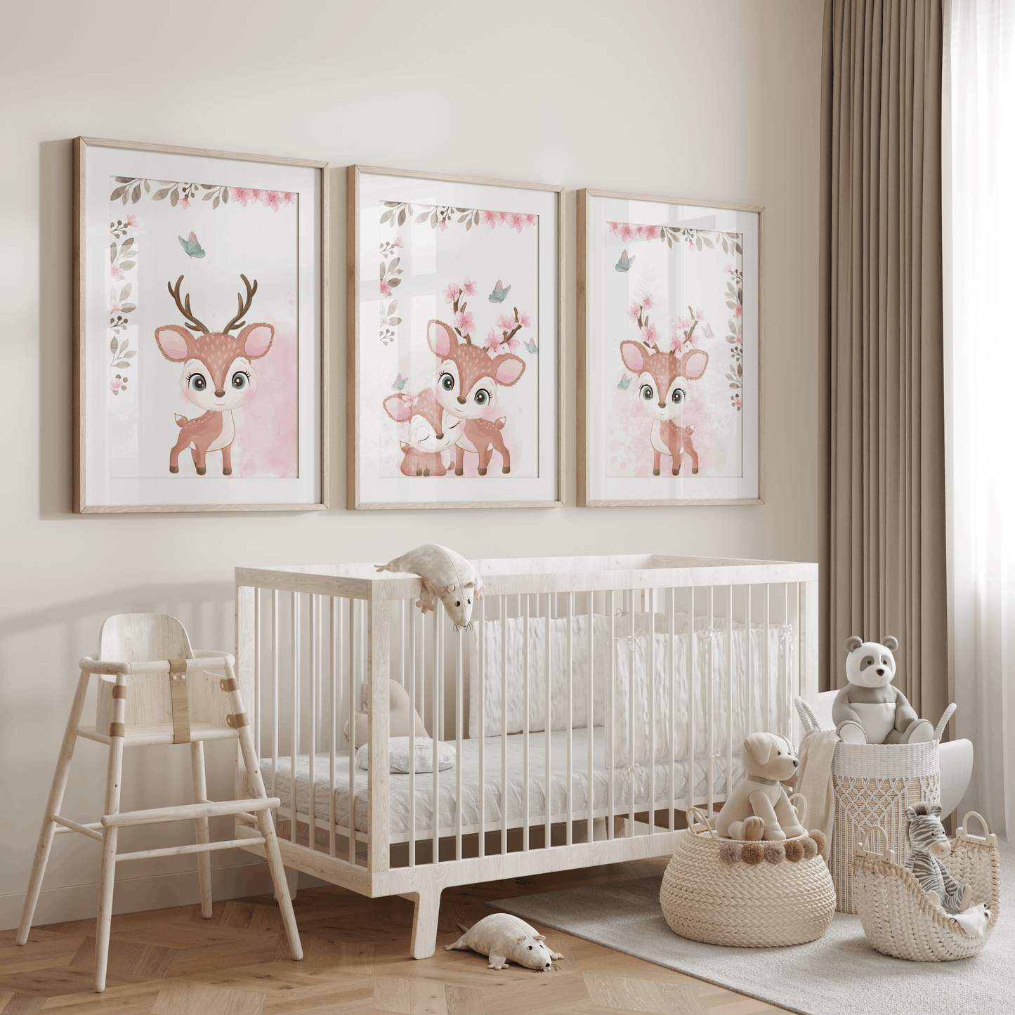 Nursery Wall Art Set - Digital Collection of 3 Prints - Deer