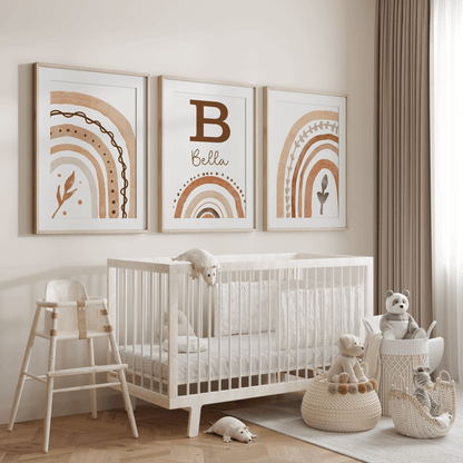 Nursery Wall Art Set - Digital Collection of 3 Prints - Boho rainbows