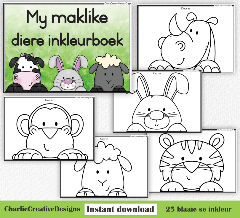 My maklike diere inkleurboek