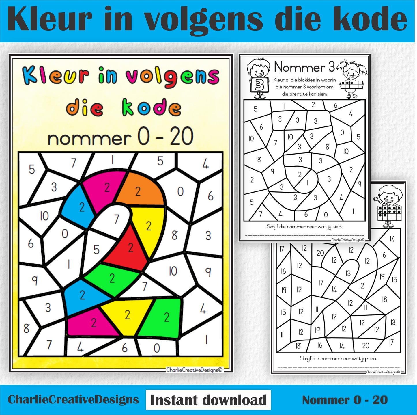 Kleur in volgens die kode - Nommer 0-20