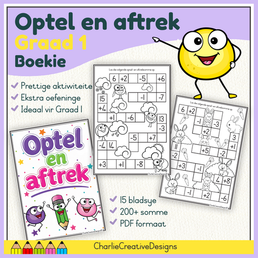 Optel en aftrek boekie - Graad 1