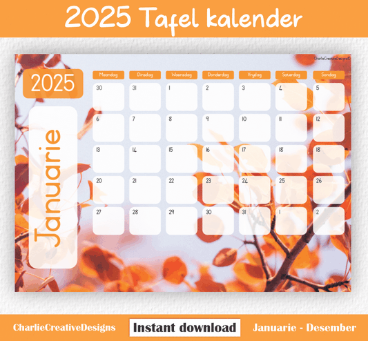 Oranje blare kalender 2025