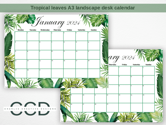 Tropical leaves calendar