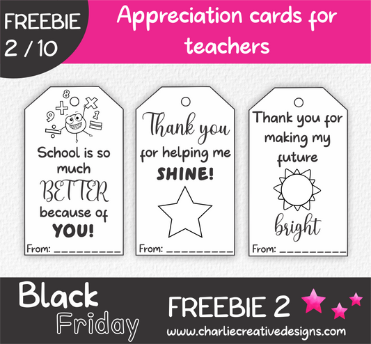 Appreciation cards for  teachers