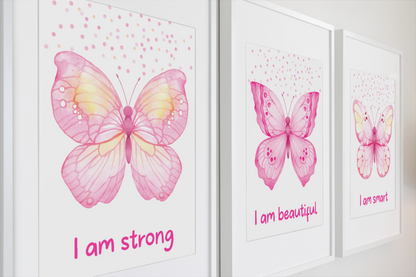 Nursery Wall Art Set - Digital Collection of 3 Prints - Butterfly